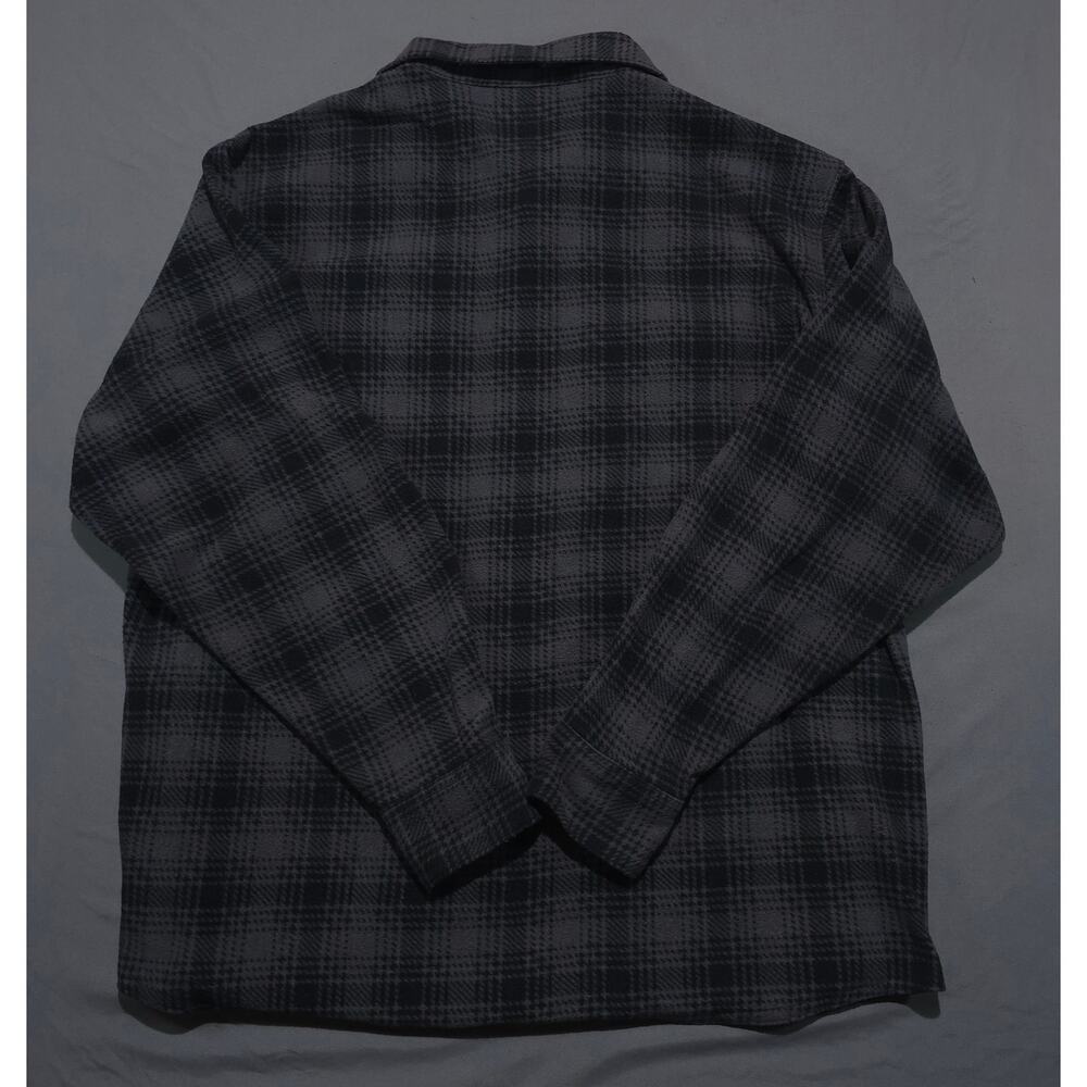 Wrangler Mens XL Black Grey Plaid Polar Fleece Shirt Jacket Shacket - Picture 2 of 13